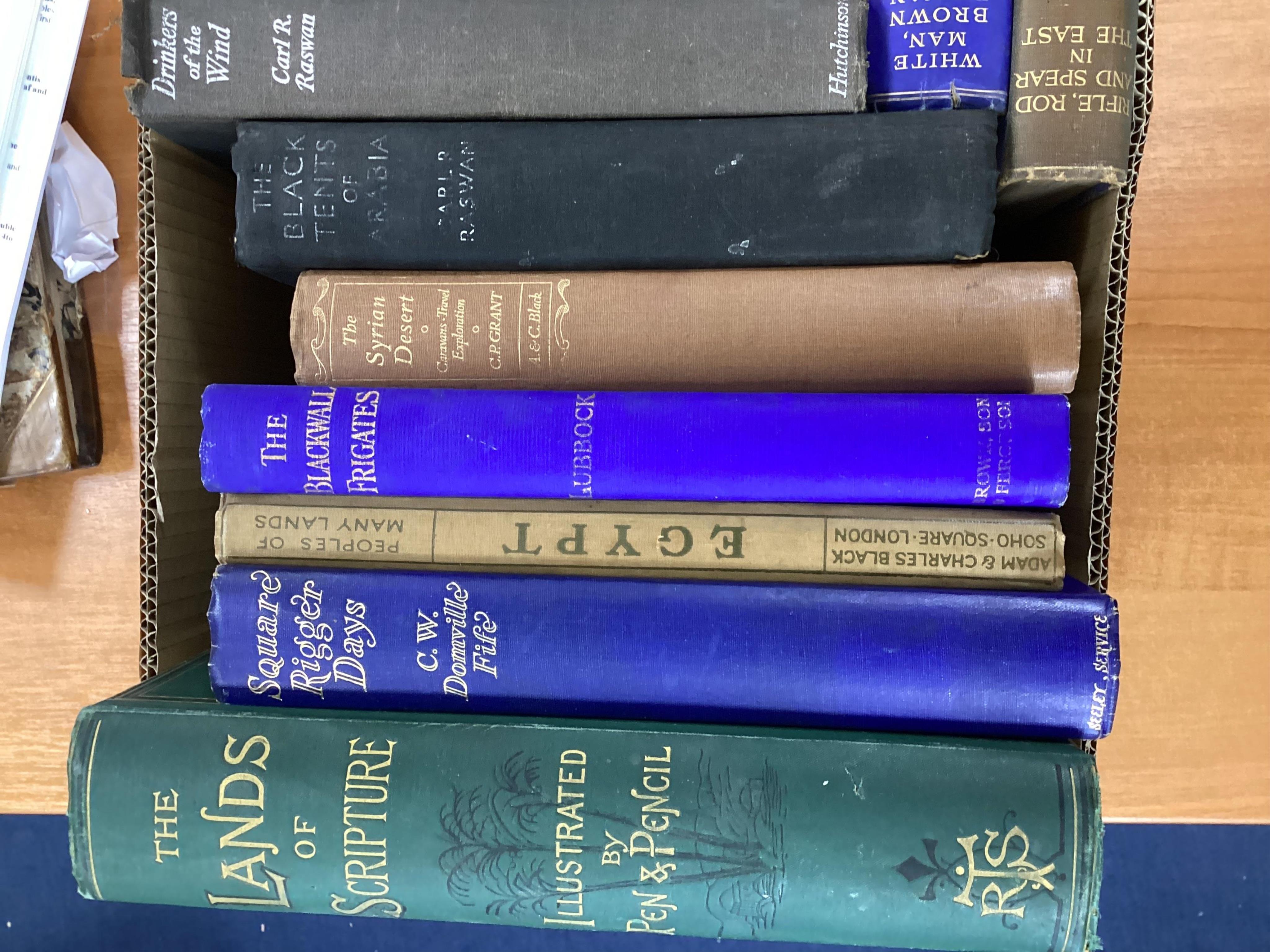 Grant, Christine Phelps - The Syrian Desert: caravans, travel and exploration. frontis., photo. plates and text illus., 3 folded maps; publisher's cloth. 1937; Manning, Rev. S. Green, S.G. - The Land of Scripture: compri